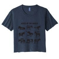 Asses The World Funny Lazy Smart Half Fat Kick Kick Donkey Crop Top