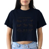Asses The World Funny Lazy Smart Half Fat Kick Kick Donkey Crop Top