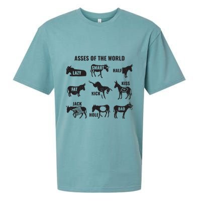 Asses The World Funny Lazy Smart Half Fat Kick Kick Donkey Sueded Cloud Jersey T-Shirt