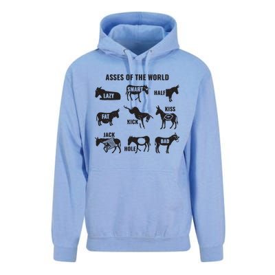 Asses The World Funny Lazy Smart Half Fat Kick Kick Donkey Unisex Surf Hoodie