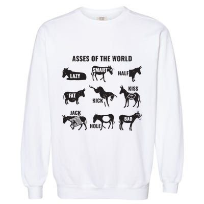 Asses The World Funny Lazy Smart Half Fat Kick Kick Donkey Garment-Dyed Sweatshirt