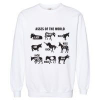 Asses The World Funny Lazy Smart Half Fat Kick Kick Donkey Garment-Dyed Sweatshirt
