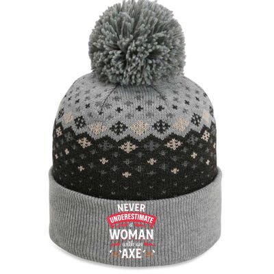 Axe Throwing Women Funny Hatchet Lumberjack The Baniff Cuffed Pom Beanie