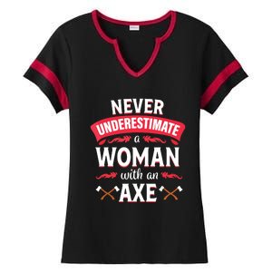 Axe Throwing Women Funny Hatchet Lumberjack Ladies Halftime Notch Neck Tee