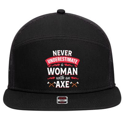 Axe Throwing Women Funny Hatchet Lumberjack 7 Panel Mesh Trucker Snapback Hat