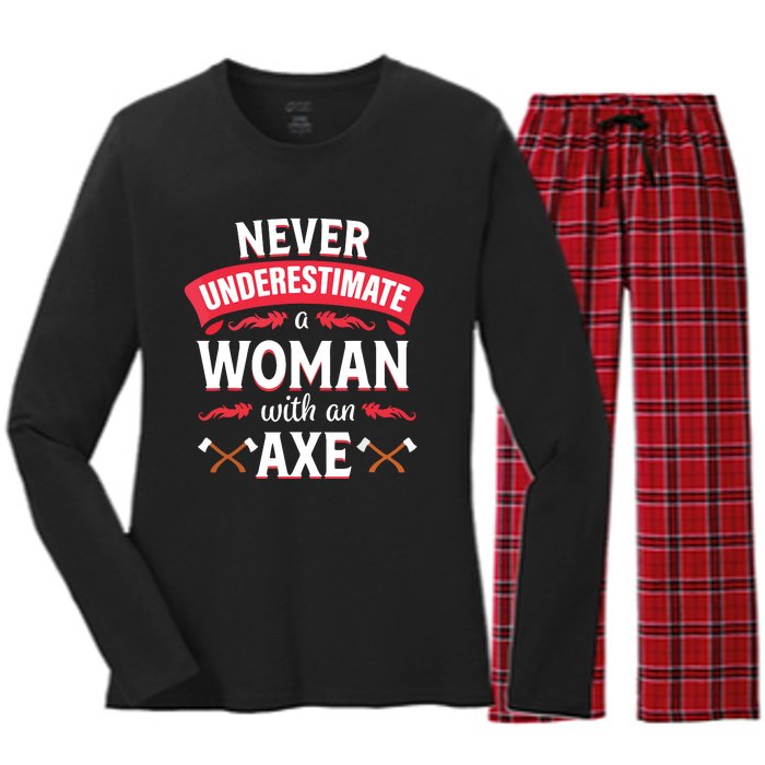 Axe Throwing Women Funny Hatchet Lumberjack Women's Long Sleeve Flannel Pajama Set 