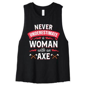 Axe Throwing Women Funny Hatchet Lumberjack Women's Racerback Cropped Tank