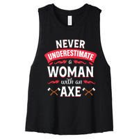 Axe Throwing Women Funny Hatchet Lumberjack Women's Racerback Cropped Tank