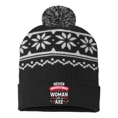 Axe Throwing Women Funny Hatchet Lumberjack USA-Made Snowflake Beanie