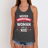 Axe Throwing Women Funny Hatchet Lumberjack Women's Knotted Racerback Tank