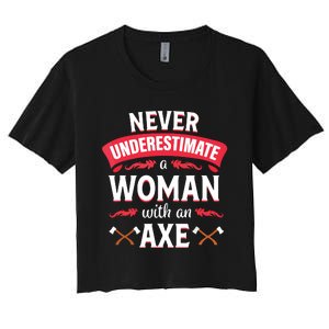 Axe Throwing Women Funny Hatchet Lumberjack Women's Crop Top Tee