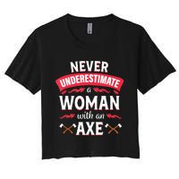 Axe Throwing Women Funny Hatchet Lumberjack Women's Crop Top Tee