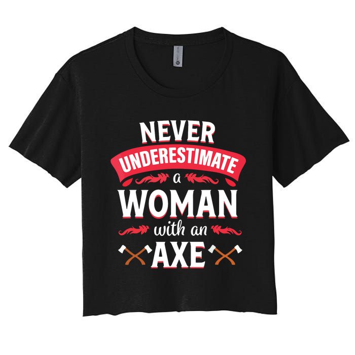 Axe Throwing Women Funny Hatchet Lumberjack Women's Crop Top Tee