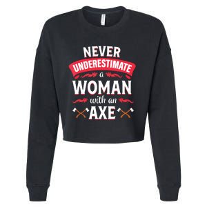 Axe Throwing Women Funny Hatchet Lumberjack Cropped Pullover Crew