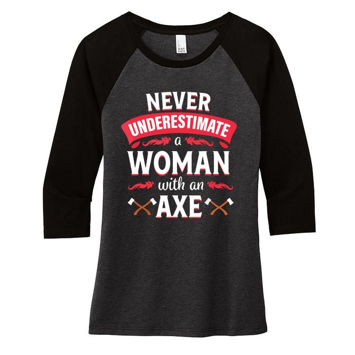 Axe Throwing Women Funny Hatchet Lumberjack Women's Tri-Blend 3/4-Sleeve Raglan Shirt