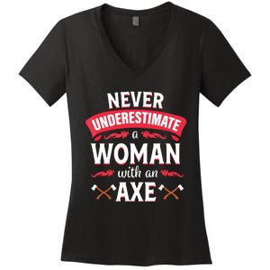 Axe Throwing Women Funny Hatchet Lumberjack Women's V-Neck T-Shirt