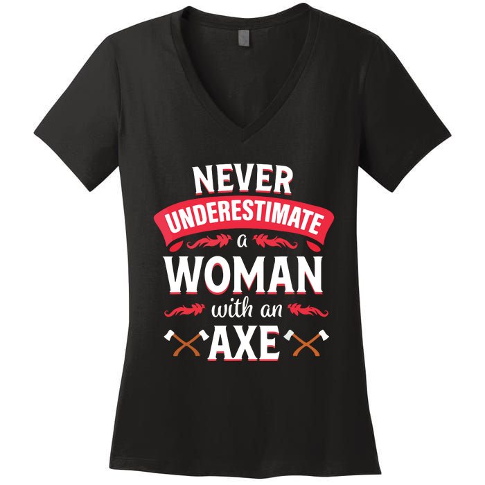 Axe Throwing Women Funny Hatchet Lumberjack Women's V-Neck T-Shirt