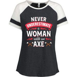 Axe Throwing Women Funny Hatchet Lumberjack Enza Ladies Jersey Colorblock Tee