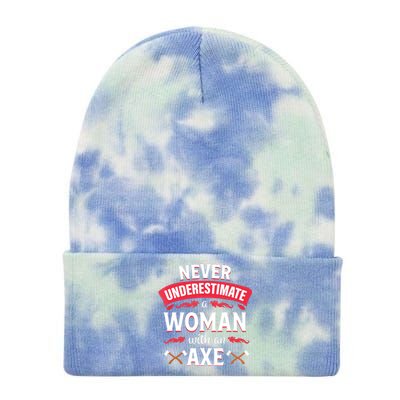 Axe Throwing Women Funny Hatchet Lumberjack Tie Dye 12in Knit Beanie