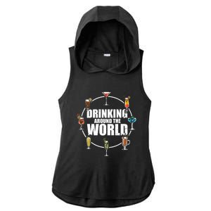 Around The World Ing Lover Alcoholic Beverage Gift Ladies PosiCharge Tri-Blend Wicking Draft Hoodie Tank