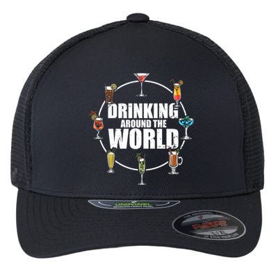 Around The World Ing Lover Alcoholic Beverage Gift Flexfit Unipanel Trucker Cap