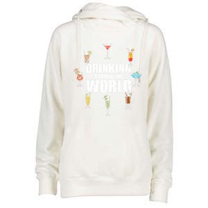 Around The World Ing Lover Alcoholic Beverage Gift Womens Funnel Neck Pullover Hood