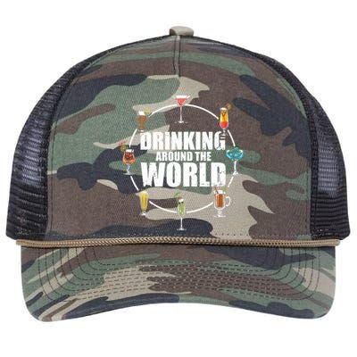 Around The World Ing Lover Alcoholic Beverage Gift Retro Rope Trucker Hat Cap