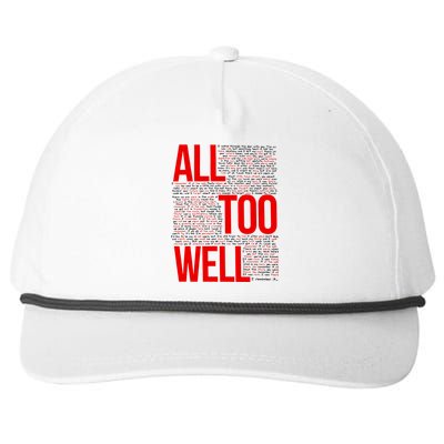 All Too Well Swiftie Snapback Five-Panel Rope Hat