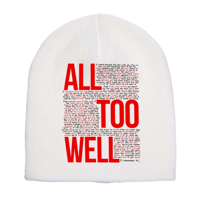 All Too Well Swiftie Short Acrylic Beanie