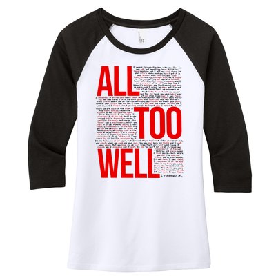 All Too Well Swiftie Women's Tri-Blend 3/4-Sleeve Raglan Shirt