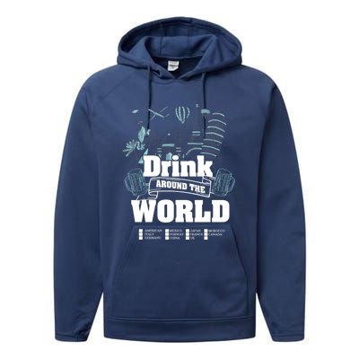 Around The World Traveler Cool Gift Performance Fleece Hoodie