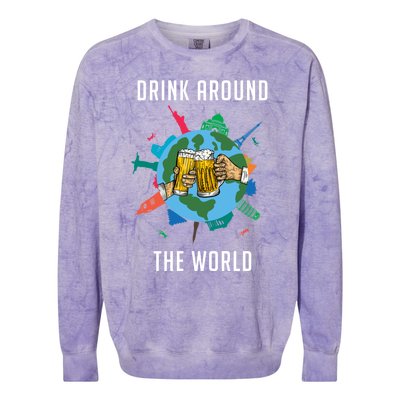 Around The World Vacation Ing Beer Traveler Gift Colorblast Crewneck Sweatshirt