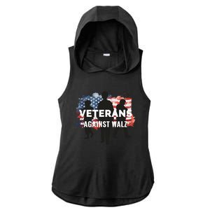 Anti Tim Walz Stolen Valor Veterans Against Walz Ladies PosiCharge Tri-Blend Wicking Draft Hoodie Tank