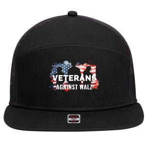 Anti Tim Walz Stolen Valor Veterans Against Walz 7 Panel Mesh Trucker Snapback Hat