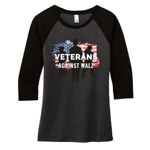 Anti Tim Walz Stolen Valor Veterans Against Walz Women's Tri-Blend 3/4-Sleeve Raglan Shirt