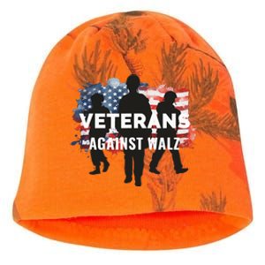 Anti Tim Walz Stolen Valor Veterans Against Walz Kati - Camo Knit Beanie