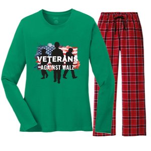 Anti Tim Walz Stolen Valor Veterans Against Walz Women's Long Sleeve Flannel Pajama Set 