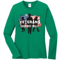 Anti Tim Walz Stolen Valor Veterans Against Walz Ladies Long Sleeve Shirt