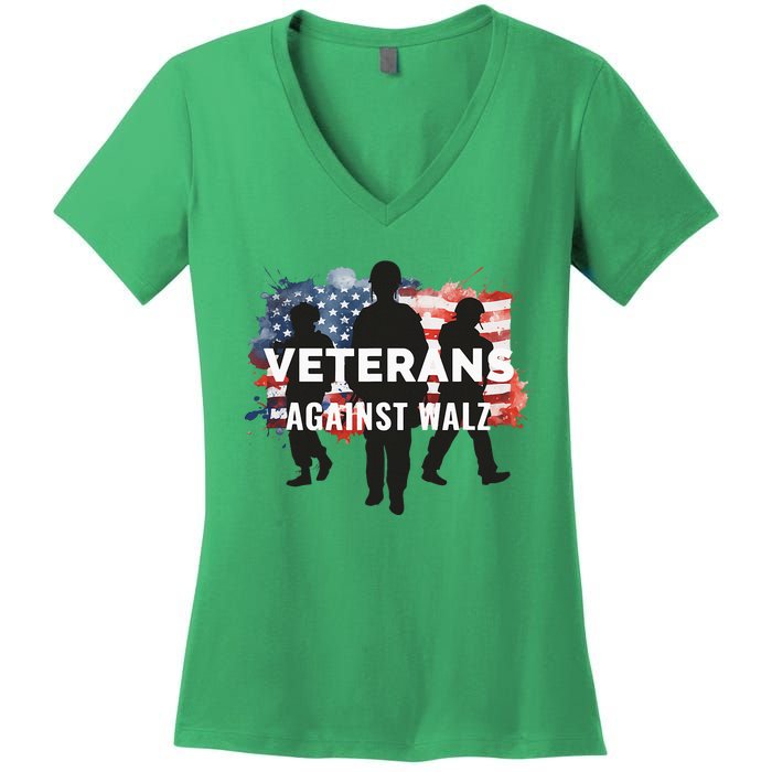 Anti Tim Walz Stolen Valor Veterans Against Walz Women's V-Neck T-Shirt