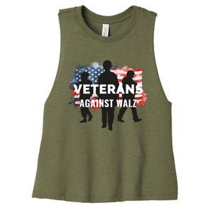 Anti Tim Walz Stolen Valor Veterans Against Walz Women's Racerback Cropped Tank