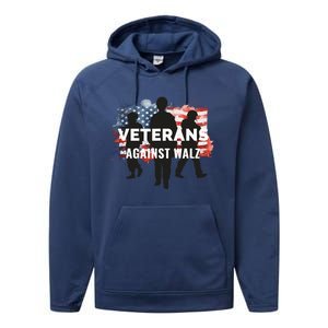 Anti Tim Walz Stolen Valor Veterans Against Walz Performance Fleece Hoodie