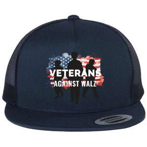 Anti Tim Walz Stolen Valor Veterans Against Walz Flat Bill Trucker Hat