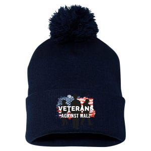 Anti Tim Walz Stolen Valor Veterans Against Walz Pom Pom 12in Knit Beanie