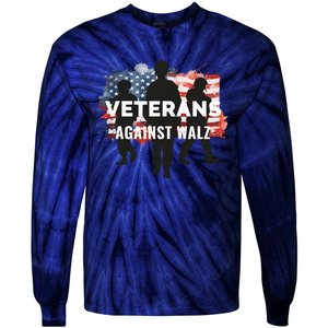 Anti Tim Walz Stolen Valor Veterans Against Walz Tie-Dye Long Sleeve Shirt