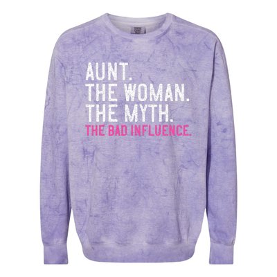 Aunt The Woman The Myth The Bad Influence Vintage Women Colorblast Crewneck Sweatshirt