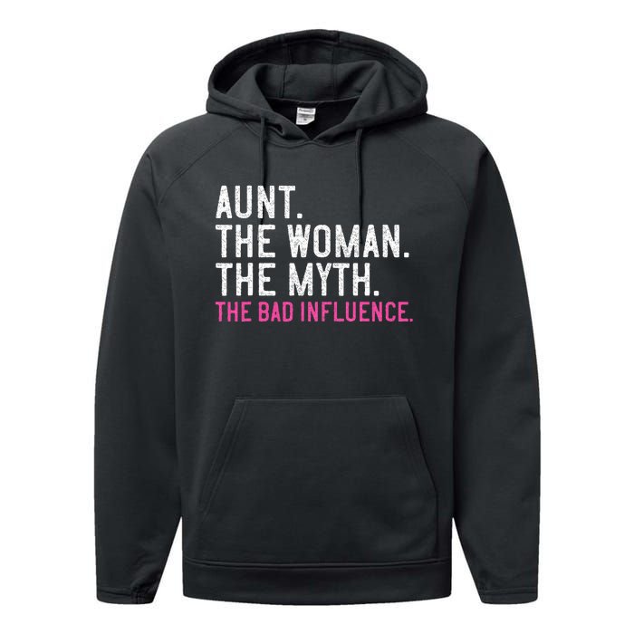 Aunt The Woman The Myth The Bad Influence Vintage Women Performance Fleece Hoodie