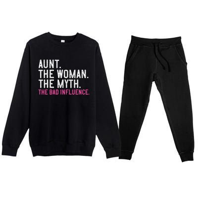 Aunt The Woman The Myth The Bad Influence Vintage Women Premium Crewneck Sweatsuit Set