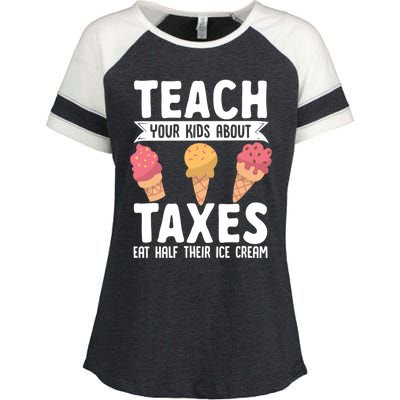 Accountant Teach Your About Taxes Eat Half Ice Cream Gift Enza Ladies Jersey Colorblock Tee