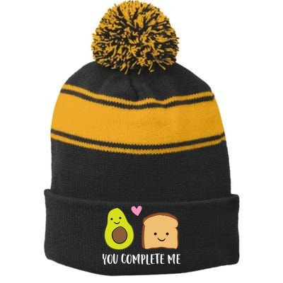 Avocado Toast You Complete Me Valentines Day Avocado Toast Stripe Pom Pom Beanie