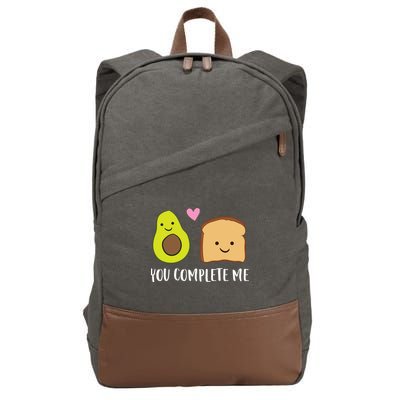 Avocado Toast You Complete Me Valentines Day Avocado Toast Cotton Canvas Backpack